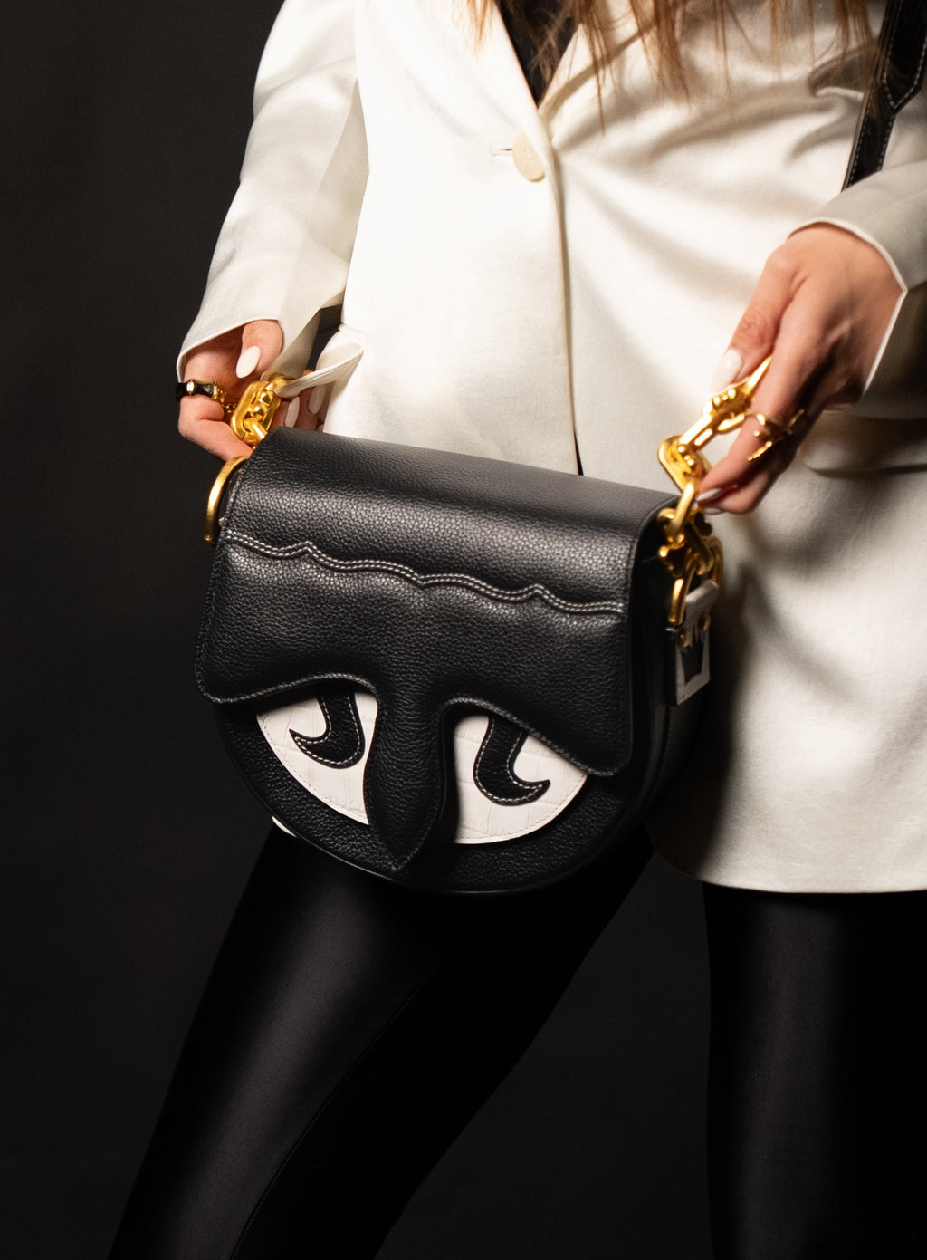 Carrasquilla Classic Don Juan – Leather Shoulder Bag - Negro/Blanco