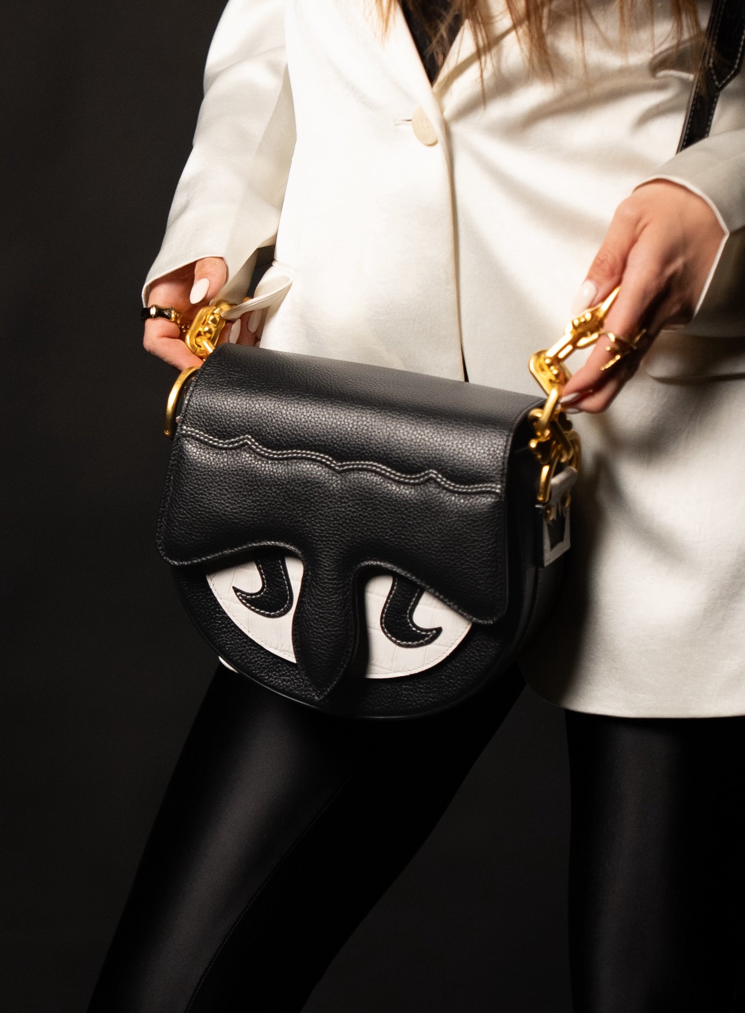 Carrasquilla Classic Don Juan – Leather Shoulder Bag - Negro/Blanco