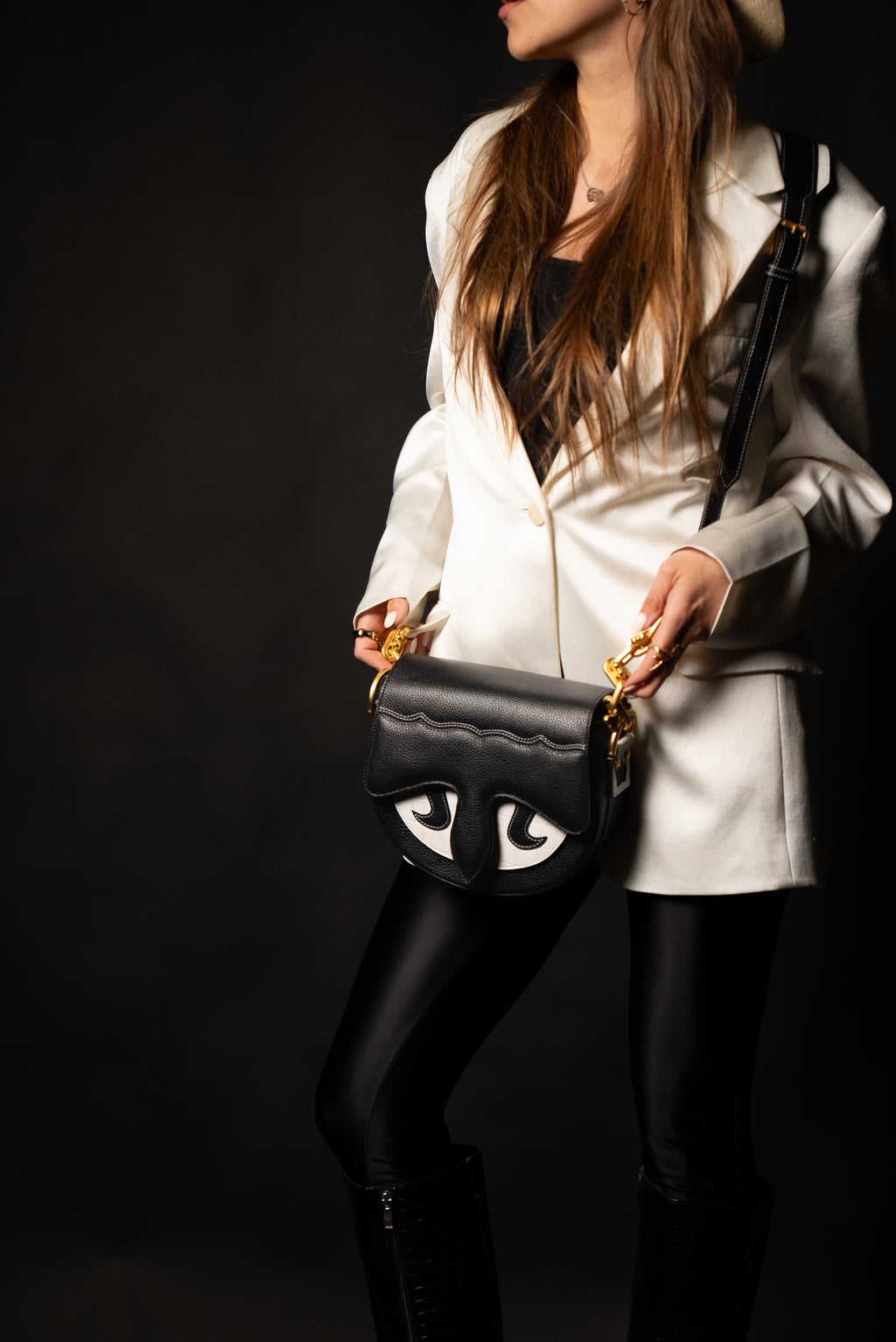 Carrasquilla Classic Don Juan – Leather Shoulder Bag - Negro/Blanco