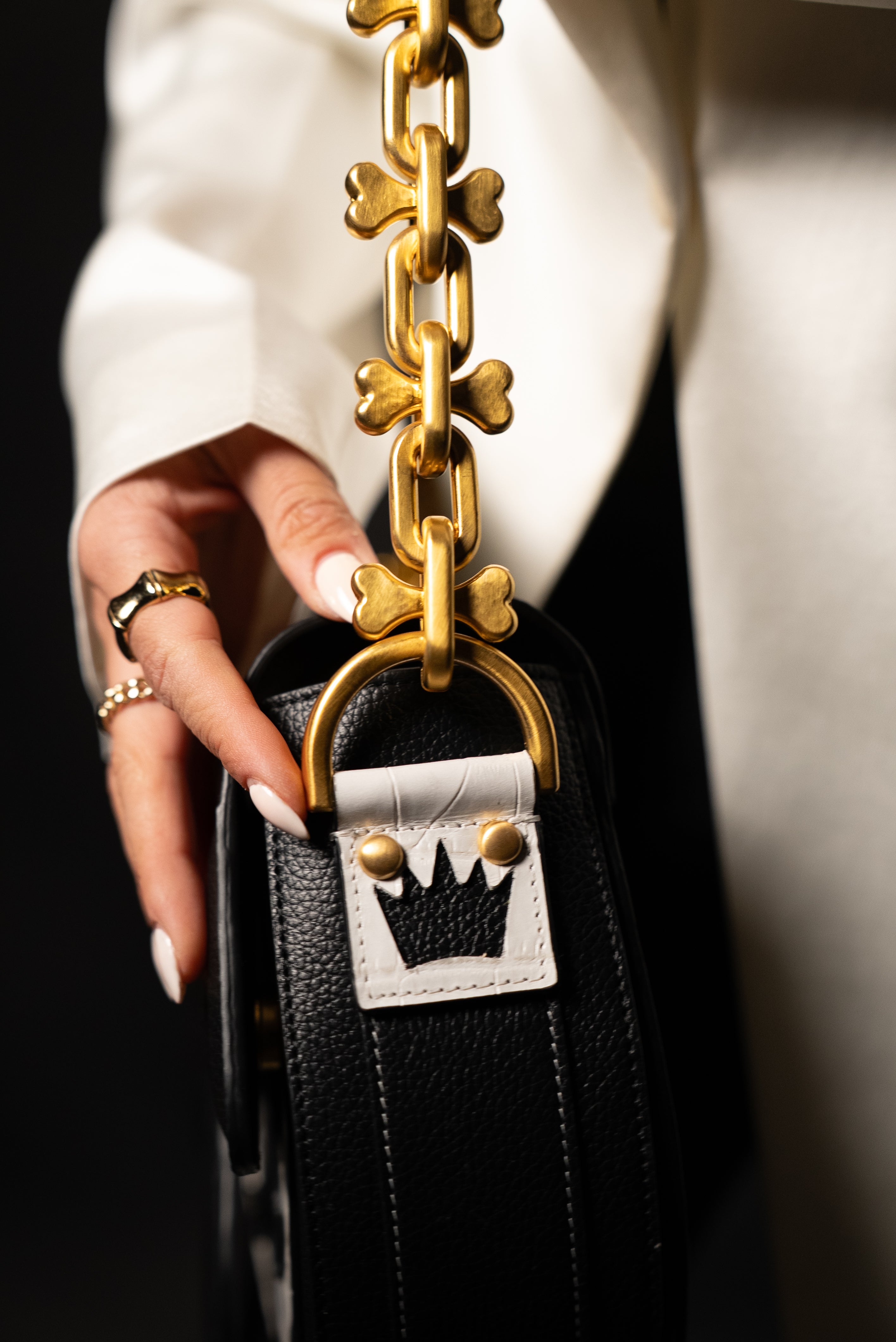 Carrasquilla Classic Don Juan – Leather Shoulder Bag - Negro/Blanco