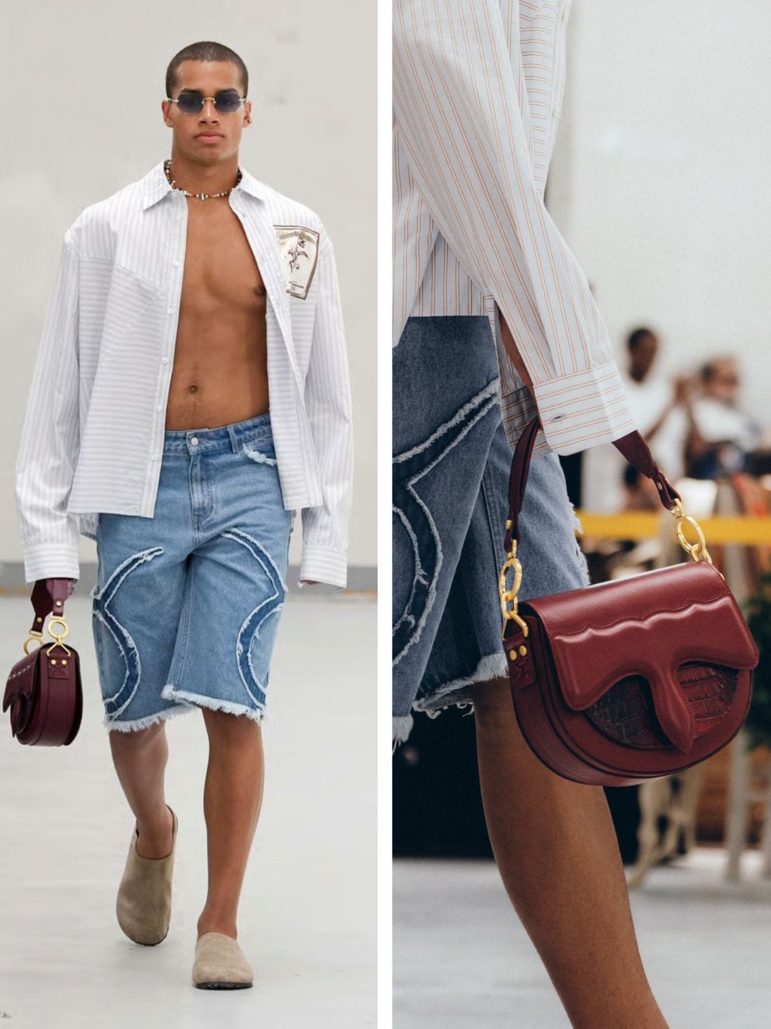 Carrasquilla burgundy handbag on the Garcias SS27 runway at Milan Fashion Week